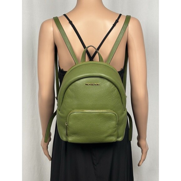Michael Kors Women’s Erin Medium Pebbled Leather Backpack Green - Picture 1 of 16